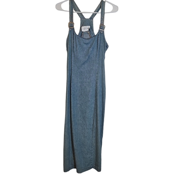 Women's Vintage Plaza South Woman Jean Overall Dress Side Slit Side Zip Size 4 - Picture 1 of 8